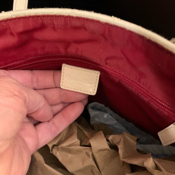 Dior tote 11.5”x 15”x 4” beautiful vintage, white and red coated canvas. - Picture 3 of 16
